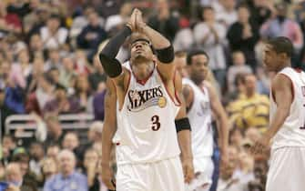 Philadelphia 76ers guard Allen Iverson Wednesday, Nov. 9, 2005 in Philadelphia, PA. The Philadelphia 76ers defeated the Dallas Mavericks 112-97.