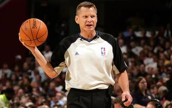 CLEVELAND - OCTOBER 27:  Referee Steve Javie looks on during the Cleveland Cavaliers home opener against the Boston Celtics at Quicken Loans Arena on October 27, 2009 in Cleveland, Ohio. The Celtics won 95-89.  NOTE TO USER: User expressly acknowledges and agrees that, by downloading and/or using this Photograph, user is consenting to the terms and conditions of the Getty Images License Agreement. Mandatory Copyright Notice: Copyright 2009 NBAE (Photo by David Liam Kyle/NBAE via Getty Images)