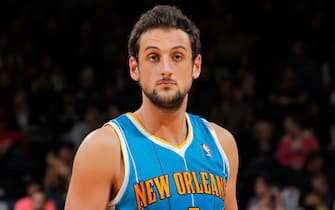 OAKLAND, CA - MARCH 28: Marco Belinelli #8 of the New Orleans Hornets in a game against the Golden State Warriors on March 28, 2012 at Oracle Arena in Oakland, California. NOTE TO USER: User expressly acknowledges and agrees that, by downloading and or using this photograph, user is consenting to the terms and conditions of Getty Images License Agreement. Mandatory Copyright Notice: Copyright 2012 NBAE (Photo by Rocky Widner/NBAE via Getty Images)