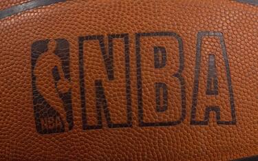 26 Feb 2001:  Photo of the NBA logo on a Spalding basketball at the First Union Center in Philadelphia, Pennsylvania. <Digital File> Mandatory Credit: Doug Pensinger/ALLSPORT.  NOTE TO USER: It is expressly understood that the only rights Allsport are offering to license in this Photograph are one-time, non-exclusive editorial rights. No advertising or commercial uses of any kind may be made of Allsport photos.  User acknowledges that it is aware that Allsport is an editorialsports agency and that NO RELEASES OF ANY TYPE ARE OBTAINED from the subjects contained in the photographs.