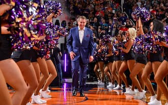 PHOENIX, AZ - JANUARY 12:  As part of their 50th season celebration the Phoenix Suns honor former owner Jerry Colangelo before the game against the Houston Rockets on January 12, 2018 at Talking Stick Resort Arena in Phoenix, Arizona. NOTE TO USER: User expressly acknowledges and agrees that, by downloading and or using this photograph, user is consenting to the terms and conditions of the Getty Images License Agreement. Mandatory Copyright Notice: Copyright 2018 NBAE (Photo by Barry Gossage/NBAE via Getty Images)