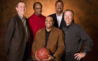 PORTLAND, OR - APRIL 17:  Former Portland Trail Blazer teammates from left to right are Larry Steele, Lloyd Neal, Lionel Hollins, Maurice Lucas, and Dave Twardzik pose for a photo at the Rose Garden Arena in Portland, Oregon.  The Trail Blazers retired Lionel Hollins jersey in conjunction with the 30-year anniversary of the team's 1977 NBA Championship.  NOTE TO USER:  User expressly acknowledges and agrees that, by downloading and/or using this photograph, User is consenting to the terms and conditions of the Getty Images License Agreement. Mandatory Copyright Notice: Copyright 2007 NBAE  (Photo by Sam Forencich/NBAE via Getty Images)