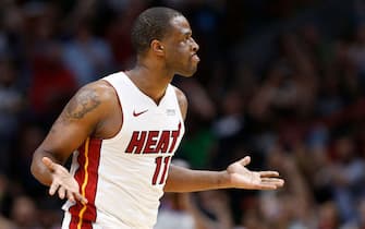 MIAMI, FLORIDA - MARCH 26:  Dion Waiters #11 of the Miami Heat reacts against the Orlando Magic during the first half at American Airlines Arena on March 26, 2019 in Miami, Florida. NOTE TO USER: User expressly acknowledges and agrees that, by downloading and or using this photograph, User is consenting to the terms and conditions of the Getty Images License Agreement. (Photo by Michael Reaves/Getty Images)