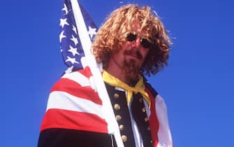 28 AUG 1994:  ALEXI LALAS OF THE USA SOCCER TEAM STRIKES A GENERAL CUSTER-TYPE POSE AS HE PREPARES TO DO BATTLE AGAINST ENGLAND ON 7 SEP 1994.  LALAS, A MEMBER OF THE USA's WORLD CUP SOCCER TEAM WHO NOW PLAYS FOR ITALIAN LEAGUE TEAM PADOVA, WILL BE A MEMBER OF THE USA's SIDE TO PLAY IN EXHIBITION PLAY AT WEMBLEY, ENGLAND. Mandatory Credit: Gary M. Prior/ALLSPORT