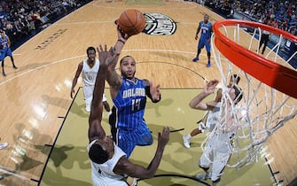 NEW ORLEANS, LA - JANUARY 26: Jameer Nelson #14 of the Orlando Magic goes up for the layup against the New Orleans Pelicans during an NBA game on January 26, 2014 at the New Orleans Arena in New Orleans, Louisiana. NOTE TO USER: User expressly acknowledges and agrees that, by downloading and or using this Photograph, user is consenting to the terms and conditions of the Getty Images License Agreement. Mandatory Copyright Notice: Copyright 2014 NBAE (Photo by Layne Murdoch Jr./NBAE via Getty Images)