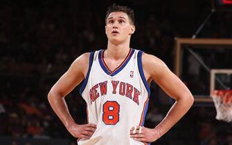 NEW YORK - NOVEMBER 13:  Danilo Gallinari #8 of the New York Knicks stands on the court during the game against the Golden State Warriors on November 13, 2009  at Madison Square Garden in New York City. The Warriors won 121-107. NOTE TO USER: User expressly acknowledges and agrees that, by downloading and or using this photograph, User is consenting to the terms and conditions of the Getty Images License Agreement. Mandatory Copyright Notice: Copyright 2009 NBAE (Photo by Nathaniel S. Butler/NBAE via Getty Images)