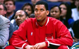 WASHINGTON, DC - FEBRUARY 21:  David Vaughn #42 of the Chicago Bulls looks on before the game against the Washington Wizards on February 21, 1998 at the MCI Center in Washington, DC. NOTE TO USER: User expressly acknowledges and agrees that, by downloading and or using this Photograph, user is consenting to the terms and conditions of the Getty Images License Agreement. Mandatory Copyright Notice: Copyright 1998 NBAE (Photo by Mitchell Layton/NBAE via Getty Images)