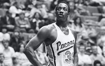 INDIANAPOLIS, IN - CIRCA 1975:  George McGinnis #30 of the Indianapolis Pacers on the court during an American Basketball Association (ABA) game at Market Square Arena circa 1975 in Indianapolis, Indiana.  (Photo by George Gojkovich/Getty Images)