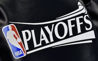 SALT LAKE CITY, UT - MAY 8: The NBA Playoff logo seat covering, on the Utah Jazz team's chairs, before their game against the Golden State Warriors in Game Four of the Western Conference Semifinals during the 2017 NBA Playoffs at Vivint Smart Home Arena on May 8, 2017 in Salt Lake City, Utah. NOTE TO USER: User expressly acknowledges and agrees that, by downloading and or using this photograph, User is consenting to the terms and conditions of the Getty Images License Agreement. (Photo by Gene Sweeney Jr/Getty Images)