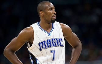 ORLANDO, FL - DECEMBER 23: Serge Ibaka #7 of the Orlando Magic waits during a free throw against the Los Angeles Lakers at Amway Center on December 23, 2016 in Orlando, Florida. NOTE TO USER: User expressly acknowledges and agrees that, by downloading and or using this photograph, User is consenting to the terms and conditions of the Getty Images License Agreement. (Photo by Manuela Davies/Getty Images) *** Local Caption *** Serge Ibaka