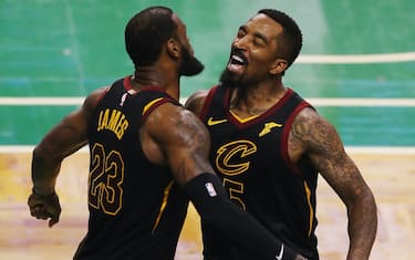 during Game Seven of the 2018 NBA Eastern Conference Finals at TD Garden on May 27, 2018 in Boston, Massachusetts. NOTE TO USER: User expressly acknowledges and agrees that, by downloading and or using this photograph, User is consenting to the terms and conditions of the Getty Images License Agreement.