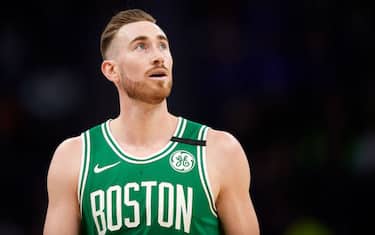 MINNEAPOLIS, MINNESOTA - FEBRUARY 21: Gordon Hayward #20 of the Boston Celtics looks on during the game against the Minnesota Timberwolves at Target Center on February 21, 2020 in Minneapolis, Minnesota. NOTE TO USER: User expressly acknowledges and agrees that, by downloading and or using this Photograph, user is consenting to the terms and conditions of the Getty Images License Agreement (Photo by Hannah Foslien/Getty Images)