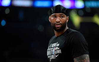 LOS ANGELES, CA - FEBRUARY 21: DeMarcus Cousins #15 of the Los Angeles Lakers works out prior to the start of a basketball game against the Memphis Grizzlies at Staples Center on February 21, 2020 in Los Angeles, California. NOTE TO USER: User expressly acknowledges and agrees that, by downloading and or using this photograph, User is consenting to the terms and conditions of the Getty Images License Agreement. (Photo by Kevork Djansezian/Getty Images)