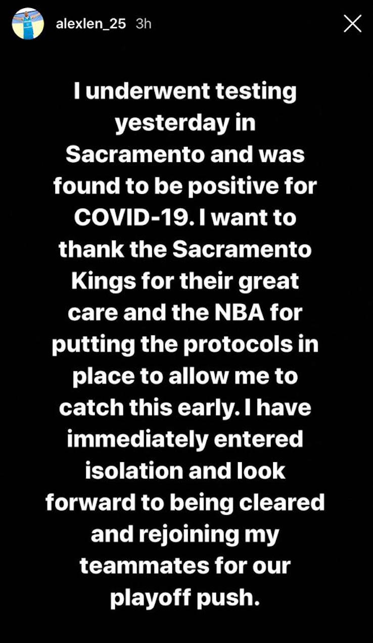 La Instagram story di Alex Len La Instagram story di Alex Len