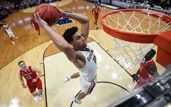 ANAHEIM, CALIFORNIA - MARCH 30: Brandon Clarke #15 of the Gonzaga Bulldogs dunks the ball against the Texas Tech Red Raiders during the second half of the 2019 NCAA Men's Basketball Tournament West Regional at Honda Center on March 30, 2019 in Anaheim, California. (Photo by Sean M. Haffey/Getty Images)
