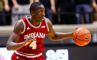 WEST LAFAYETTE, IN - JANUARY 30: Victor Oladipo #4 of the Indiana Hoosiers dribbles the ball up court against the Purdue Boilermakers at Mackey Arena on January 30, 2013 in West Lafayette, Indiana. Indiana defeated Purdue 97-60. (Photo by Michael Hickey/Getty Images)