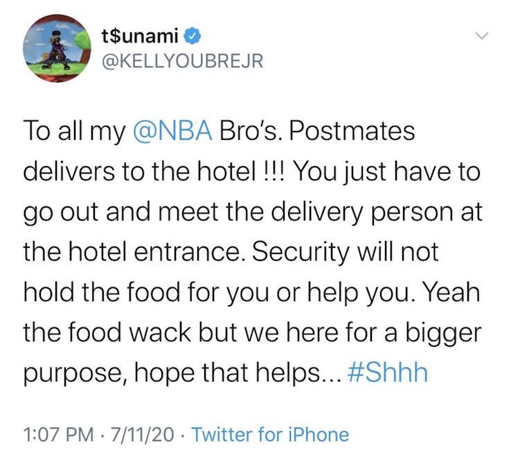 Lo screen del tweet postato da Kelly Oubre Jr. e poi cancellato poche ore dopo