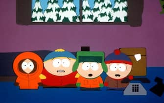 1998 "Kenny", "Cartman", "Kyle", and "Stan" are the characters in the hit series "South Park."
