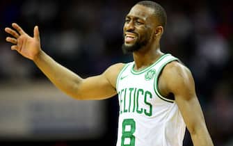 CHARLOTTE, NORTH CAROLINA - DECEMBER 31: Kemba Walker #8 of the Boston Celtics during the third quarter during their game against the Charlotte Hornets at Spectrum Center on December 31, 2019 in Charlotte, North Carolina. NOTE TO USER: User expressly acknowledges and agrees that, by downloading and/or using this photograph, user is consenting to the terms and conditions of the Getty Images License Agreement. (Photo by Jacob Kupferman/Getty Images)