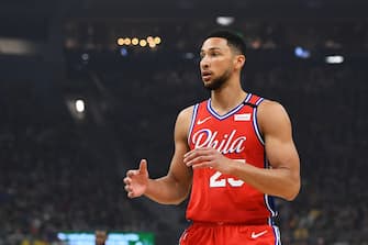 MILWAUKEE, WISCONSIN - FEBRUARY 22:  Ben Simmons #25 of the Philadelphia 76ers waits for a pass during the first half of a game against the Milwaukee Bucks at Fiserv Forum on February 22, 2020 in Milwaukee, Wisconsin. NOTE TO USER: User expressly acknowledges and agrees that, by downloading and or using this photograph, User is consenting to the terms and conditions of the Getty Images License Agreement.  (Photo by Stacy Revere/Getty Images)