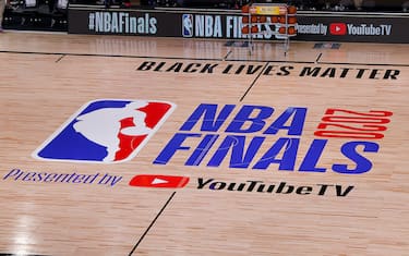 LAKE BUENA VISTA, FLORIDA - SEPTEMBER 30: A general view of court ahead of the NBA Finals in Game One of the 2020 NBA Finals  at AdventHealth Arena at the ESPN Wide World Of Sports Complex on September 30, 2020 in Lake Buena Vista, Florida. NOTE TO USER: User expressly acknowledges and agrees that, by downloading and or using this photograph, User is consenting to the terms and conditions of the Getty Images License Agreement.  (Photo by Kevin C. Cox/Getty Images)