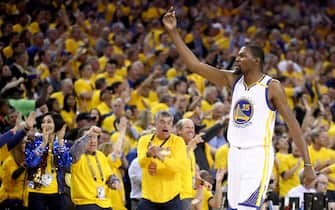 in Game 5 of the 2017 NBA Finals at ORACLE Arena on June 12, 2017 in Oakland, California. NOTE TO USER: User expressly acknowledges and agrees that, by downloading and or using this photograph, User is consenting to the terms and conditions of the Getty Images License Agreement. 
