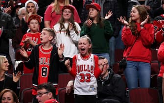 CHICAGO, IL - DECEMBER 21: Chicago Bulls fan is seen in the crowd reacting to a play during the game against the Orlando Magic on December 21, 2018 at the United Center in Chicago, Illinois. NOTE TO USER: User expressly acknowledges and agrees that, by downloading and or using this photograph, user is consenting to the terms and conditions of the Getty Images License Agreement.  Mandatory Copyright Notice: Copyright 2018 NBAE (Photo by Gary Dineen/NBAE via Getty Images)