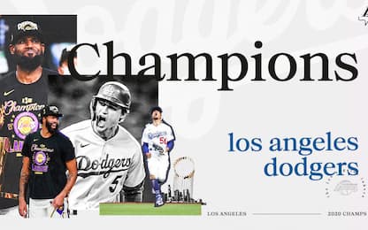 I Lakers esultano per la vittoria dei Dodgers