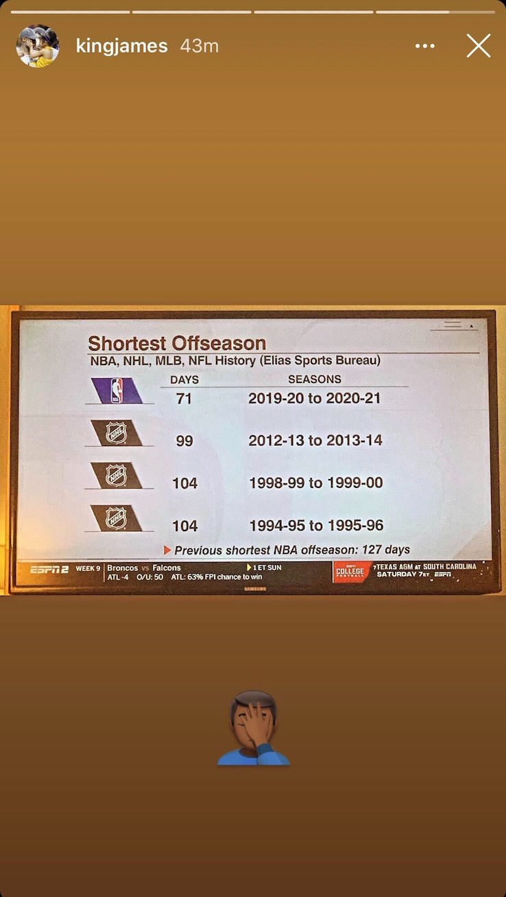La Instagram story di LeBron James