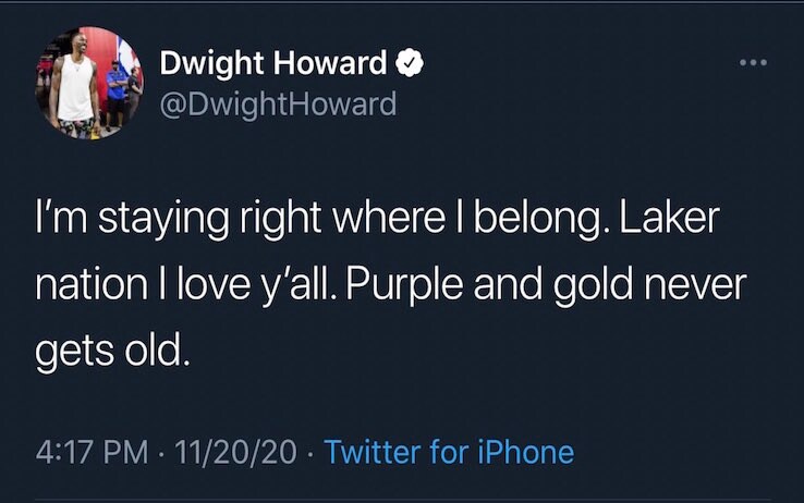 Il tweet poi cancellato di Dwight Howard