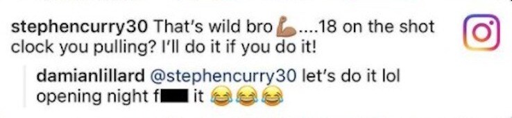 Il commento di Curry e la risposta di Lillard via Instagram
