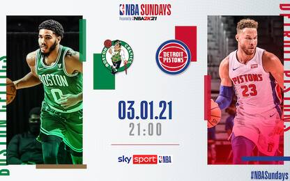 NBA Sundays, Detroit-Boston alle 21 su Sky Sport