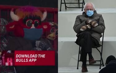 La mascotte dei Bulls imita Bernie Sanders. VIDEO
