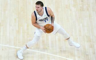 SALT LAKE CITY, UT - JANUARY 29: Luka Doncic #77 of the Dallas Mavericks looks for a shot during a game against the Utah Jazz at Vivint Smart Home Arena on January 29, 2021 in Salt Lake City, Utah. NOTE TO USER: User expressly acknowledges and agrees that, by downloading and/or using this photograph, user is consenting to the terms and conditions of the Getty Images License Agreement.  (Photo by Alex Goodlett/Getty Images) (Photo by Alex Goodlett/Getty Images)