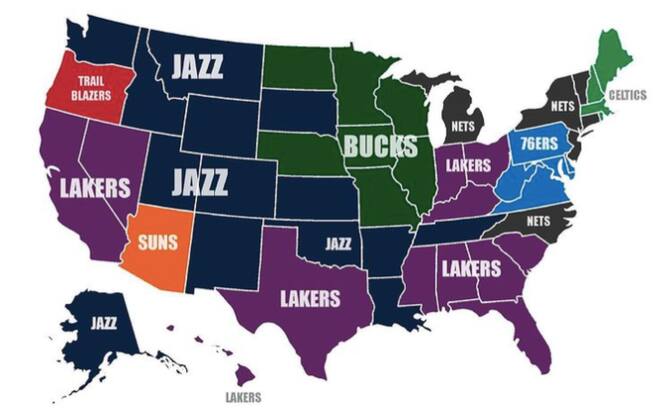 Cartina Stati Uniti Nba