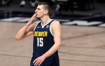 DENVER, CO - APRIL 19: Nikola Jokic (15) of the Denver Nuggets leaves the court after the second overtime of Denver"u2019s 139-137 win over the Memphis Grizzlies at Ball Arena on Monday, April 19, 2021. (Photo by AAron Ontiveroz/MediaNews Group/The Denver Post via Getty Images)