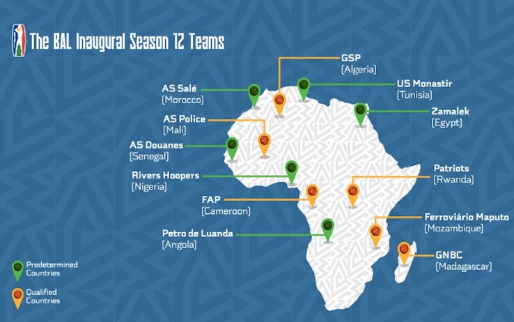 La mappa che illustra la provenienza delle 12 squadre BAL