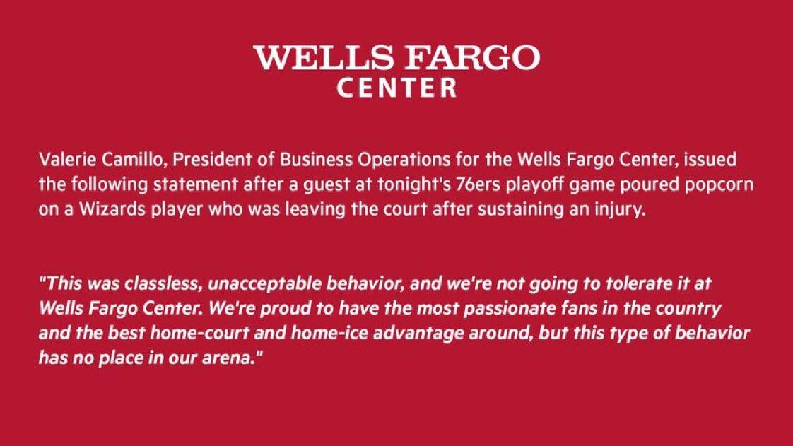 Il comunicato del Wells Fargo Center