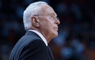 MIAMI, FL - NOVEMBER 19: Larry Brown of the Charlotte Bobcats looks on against the Miami Heat at the American Airlines Arena on November 19, 2010 in Miami, Florida. NOTE TO USER: User expressly acknowledges and agrees that, by downloading and or using this photograph, User is consenting to the terms and conditions of the Getty Images License Agreement. Mandatory Credit: 2010 NBAE (Photo by Chris Elise/NBAE via Getty Images)