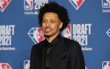 NEW YORK, NY - JULY 29: Cade Cunningham arrives to the 2021 NBA Draft on July 29, 2021 at the Barclays Center, New York.  NOTE TO USER: User expressly acknowledges and agrees that, by downloading and or using this photograph, User is consenting to the terms and conditions of the Getty Images License Agreement. Mandatory Copyright Notice: Copyright 2021 NBAE  (Photo by Chris Marion/NBAE via Getty Images)