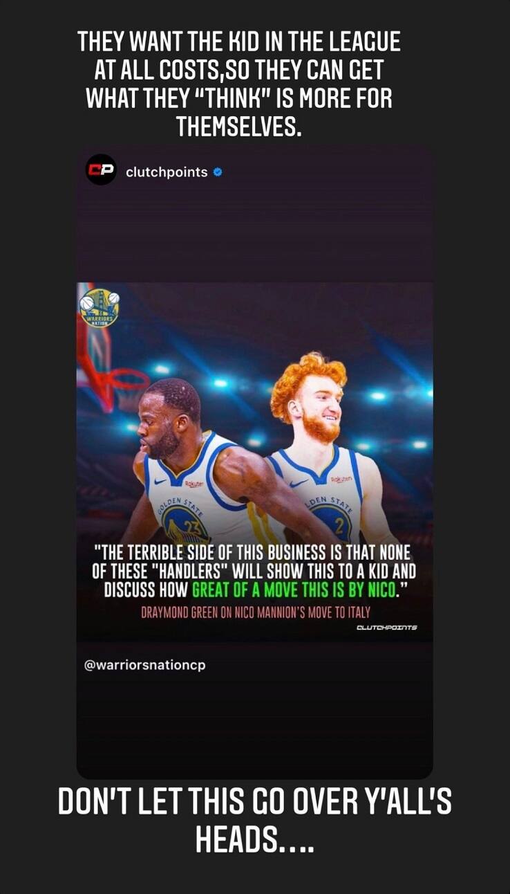 La seconda storia su Instagram dedicata a Nico Mannion