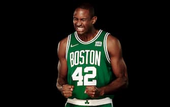 CANTON, MASSACHUSETTS - SEPTEMBER 27:  Al Horford #42 of the Boston Celtics poses for a photo during Media Day at High Output Studios on September 27, 2021 in Canton, Massachusetts. NOTE TO USER: User expressly acknowledges and agrees that, by downloading and or using this photograph, User is consenting to the terms and conditions of the Getty Images License Agreement. (Photo by Omar Rawlings/Getty Images)