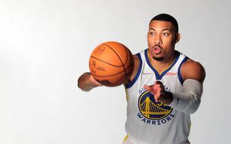 SAN FRANCISCO - SEPTEMBER 27:  Otto Porter Jr. has his portrait made as the Golden State Warriors held their media day for the 2021-22 season at Chase Center in San Francisco, Calif., on Monday, September 27, 2021. (Carlos Avila Gonzalez/San Francisco Chronicle via Getty Images)