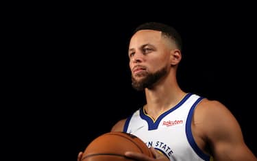 SAN FRANCISCO, CALIFORNIA - SEPTEMBER 27: Stephen Curry #30 of the Golden State Warriors poses for a portrait during the Golden State Warriors Media Day at Chase Center on September 27, 2021 in San Francisco, California. (Photo by Ezra Shaw/Getty Images)