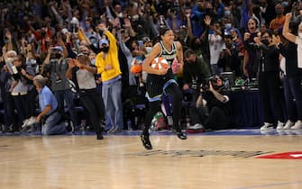 CHICAGO, ILLINOIS - OCTOBER 17: Candace Parker #3 of the Chicago Sky runs down court as time expires in Game Four of the WNBA Finals at Wintrust Arena on October 17, 2021 in Chicago, Illinois. The Chicago Sky defeated the Phoenix Mercury 80-74.  NOTE TO USER: User expressly acknowledges and agrees that, by downloading and or using this photograph, User is consenting to the terms and conditions of the Getty Images License Agreement. (Photo by Stacy Revere/Getty Images)