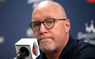 NEW ORLEANS, LOUISIANA - SEPTEMBER 27: David Griffin, Executive Vice President of Basketball Operations for the New Orleans Pelicans speaks to the media during Media Day at Smoothie King Center on September 27, 2021 in New Orleans, Louisiana. NOTE TO USER: User expressly acknowledges and agrees that, by downloading and or using this photograph, User is consenting to the terms and conditions of the Getty Images License Agreement. (Photo by Sean Gardner/Getty Images)