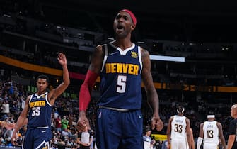 1236490526 DENVER, CO - NOVEMBER 10: Will Barton #5 of the Denver Nuggets reacts during a game against the Indiana Pacers on November 10, 2021 at the Ball Arena in Denver, Colorado. NOTE TO USER: User expressly acknowledges and agrees that, by downloading and/or using this Photograph, user is consenting to the terms and conditions of the Getty Images License Agreement. Mandatory Copyright Notice: Copyright 2021 NBAE (Photo by Garrett Ellwood/NBAE via Getty Images)