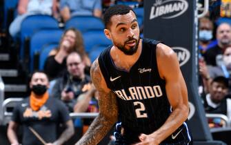 ORLANDO, FL - DECEMBER 17: Mychal Mulder #2 of the Orlando Magic dribbles the ball during the game against the Miami Heat on December 17, 2021 at Amway Center in Orlando, Florida. NOTE TO USER: User expressly acknowledges and agrees that, by downloading and or using this photograph, User is consenting to the terms and conditions of the Getty Images License Agreement. Mandatory Copyright Notice: Copyright 2021 NBAE (Photo by Fernando Medina/NBAE via Getty Images)