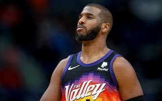 NEW ORLEANS, LOUISIANA - JANUARY 04: Chris Paul #3 of the Phoenix Suns stands on the court during the third quarter of a NBA game against the New Orleans Pelicans at Smoothie King Center on January 04, 2022 in New Orleans, Louisiana. NOTE TO USER: User expressly acknowledges and agrees that, by downloading and or using this photograph, User is consenting to the terms and conditions of the Getty Images License Agreement. (Photo by Sean Gardner/Getty Images)