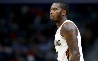 1361779199 NEW ORLEANS, LOUISIANA - DECEMBER 28: Gary Clark #12 of the New Orleans Pelicans stands on the court during the third quarter of a NBA game at against the Cleveland Cavaliers Smoothie King Center on December 28, 2021 in New Orleans, Louisiana. NOTE TO USER: User expressly acknowledges and agrees that, by downloading and or using this photograph, User is consenting to the terms and conditions of the Getty Images License Agreement. (Photo by Sean Gardner/Getty Images)